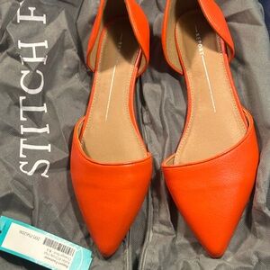 Report Orange Flats Elegant Pointed Toe Design